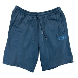Puma Shorts Mens Large Blue Sweat Shorts Embroidered Logo